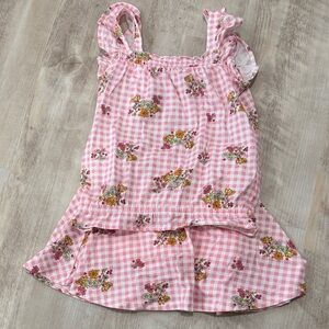 Pink Gingham Floral Top and matching Skort